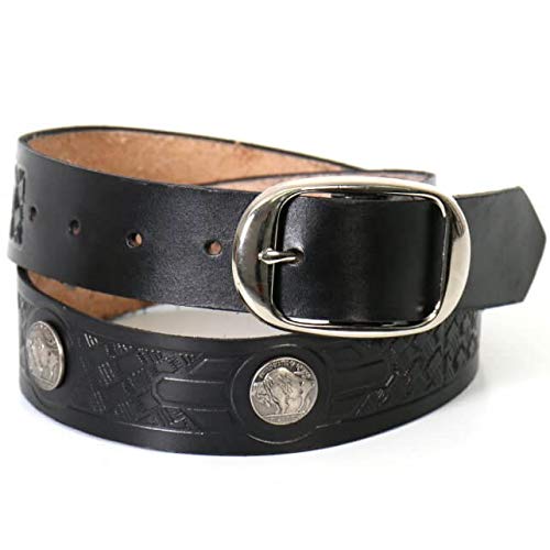 Hot Leathers Buffalo Nickel Belt with buffalo nickel studs enhances rugged biker style and durable everyday wear.