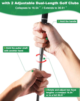 Hotwind adjustable golf clubs at full length for swing practice outdoors.
