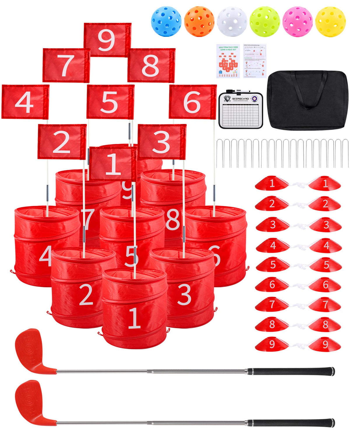 HOTWIND backyard golf game 9-hole set for family-friendly outdoor play