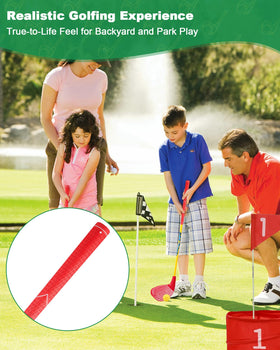 HOTWIND outdoor golf on grass setup with safe, durable plastic clubs