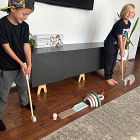 House of Marbles three-hole layout promotes active, casual competition among players