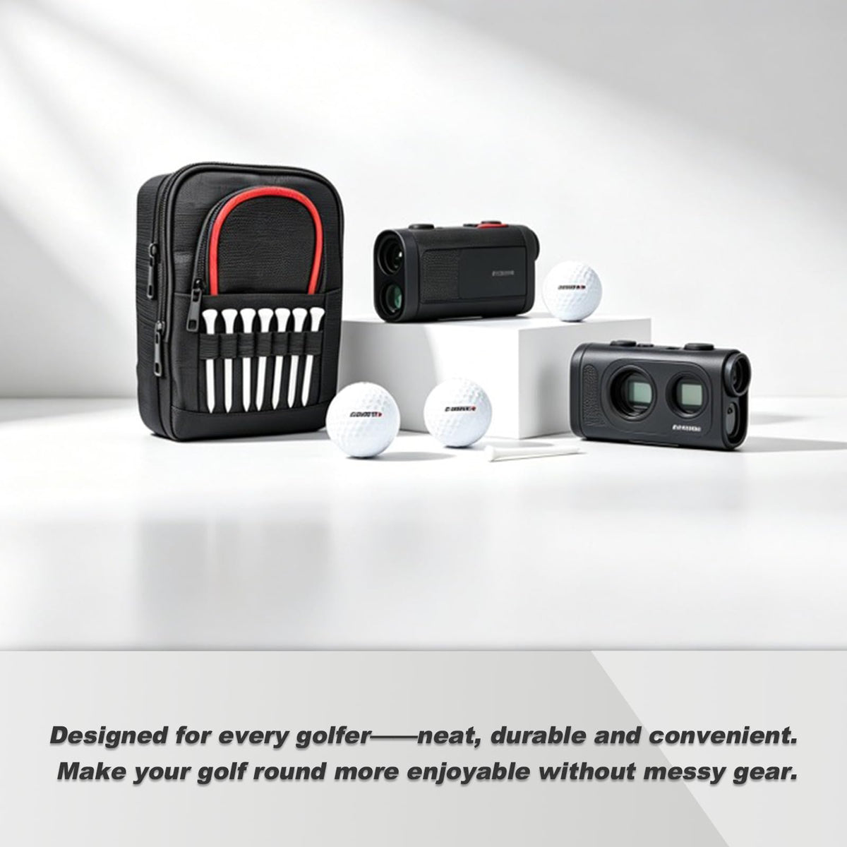 HOUYUKY Golf Pouch three-pocket layout with dividers for neat separation