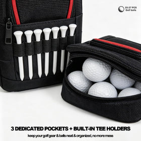 HOUYUKY Golf Pouch with clip-on strap secured to bag for easy carry