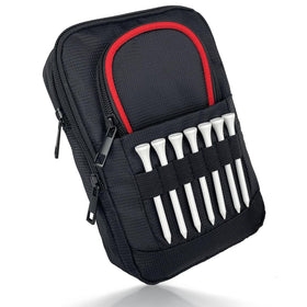 HOUYUKY Golf Pouch organizer with red trim mounted on a bag for quick access
