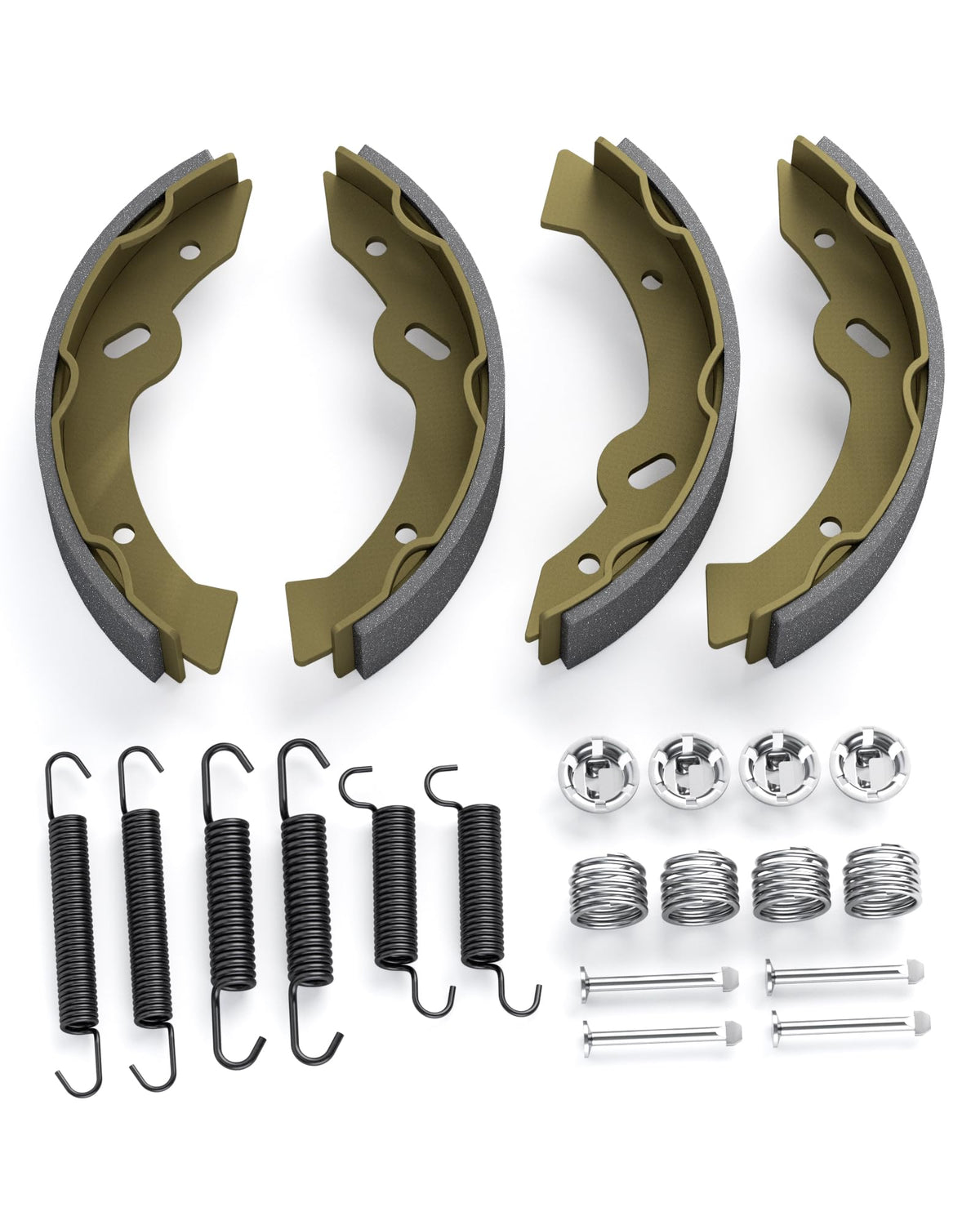 HOWBOW EZGO brake shoes and spring kit front view, durable composite brakes for smooth stopping.