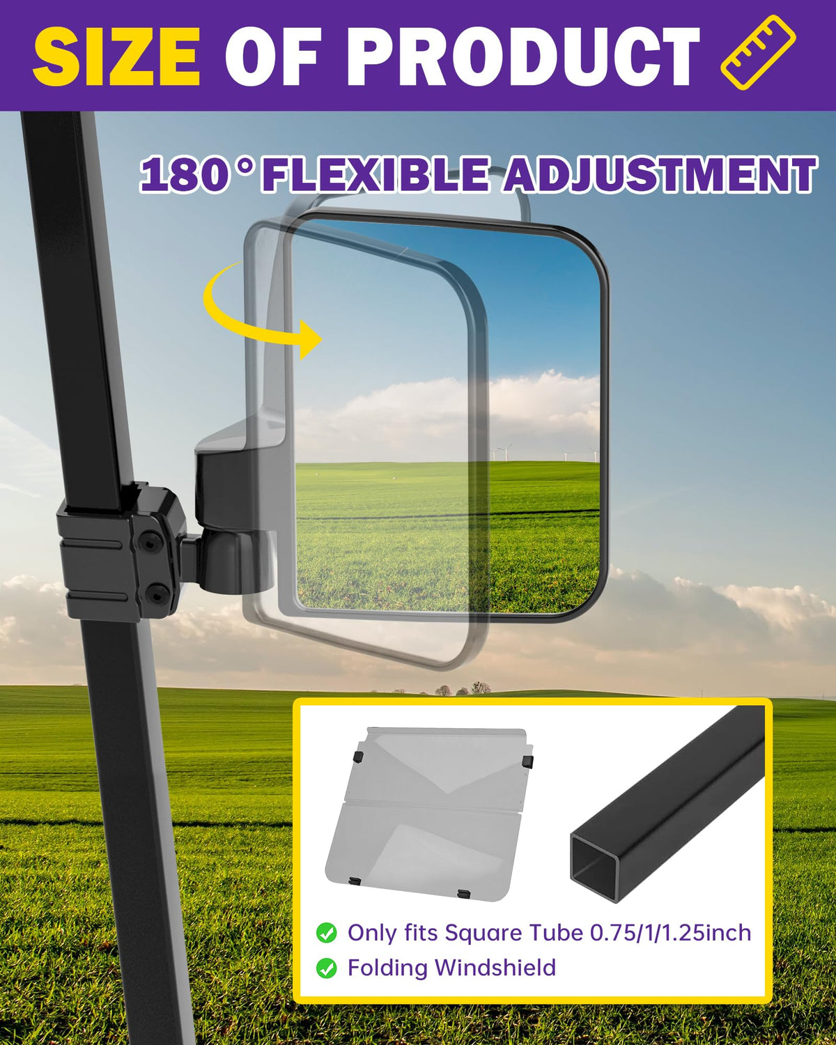 HOWBOW ezgo-club-car-yamaha-compatible mirror fits multiple models.