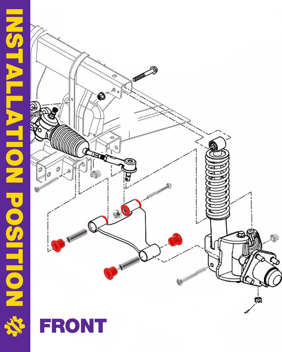 HOWBOW Ezgo RXV front A-arm kit ready for upgrade.