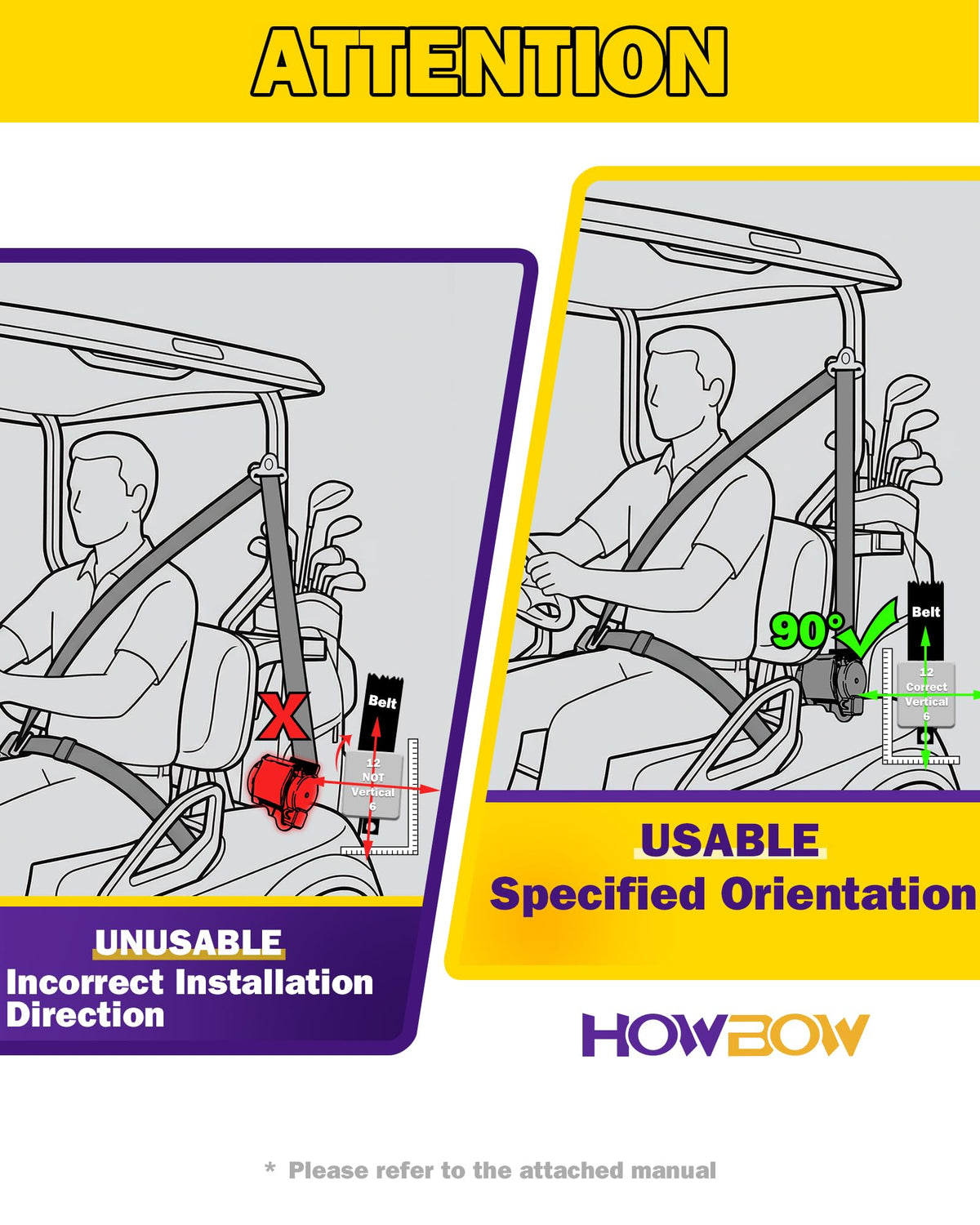 HOWBOW four-passenger golf cart setup ready for family trips