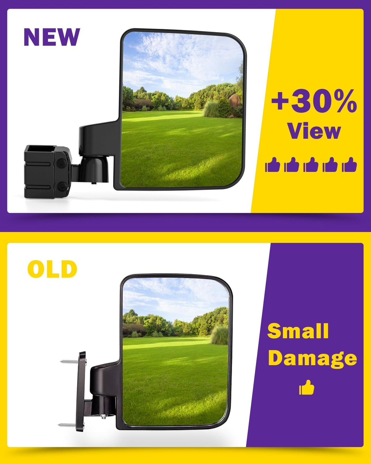 HOWBOW HD tempered glass mirror resists shattering in rain and sun