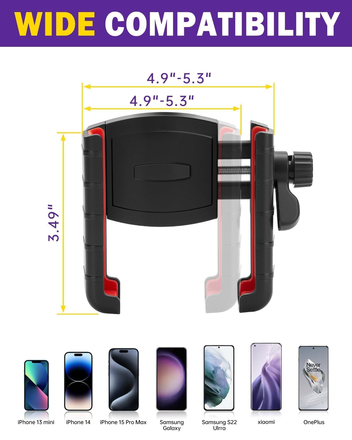 HOWBOW anti-shake grip prevents phone wobble on uneven terrain.