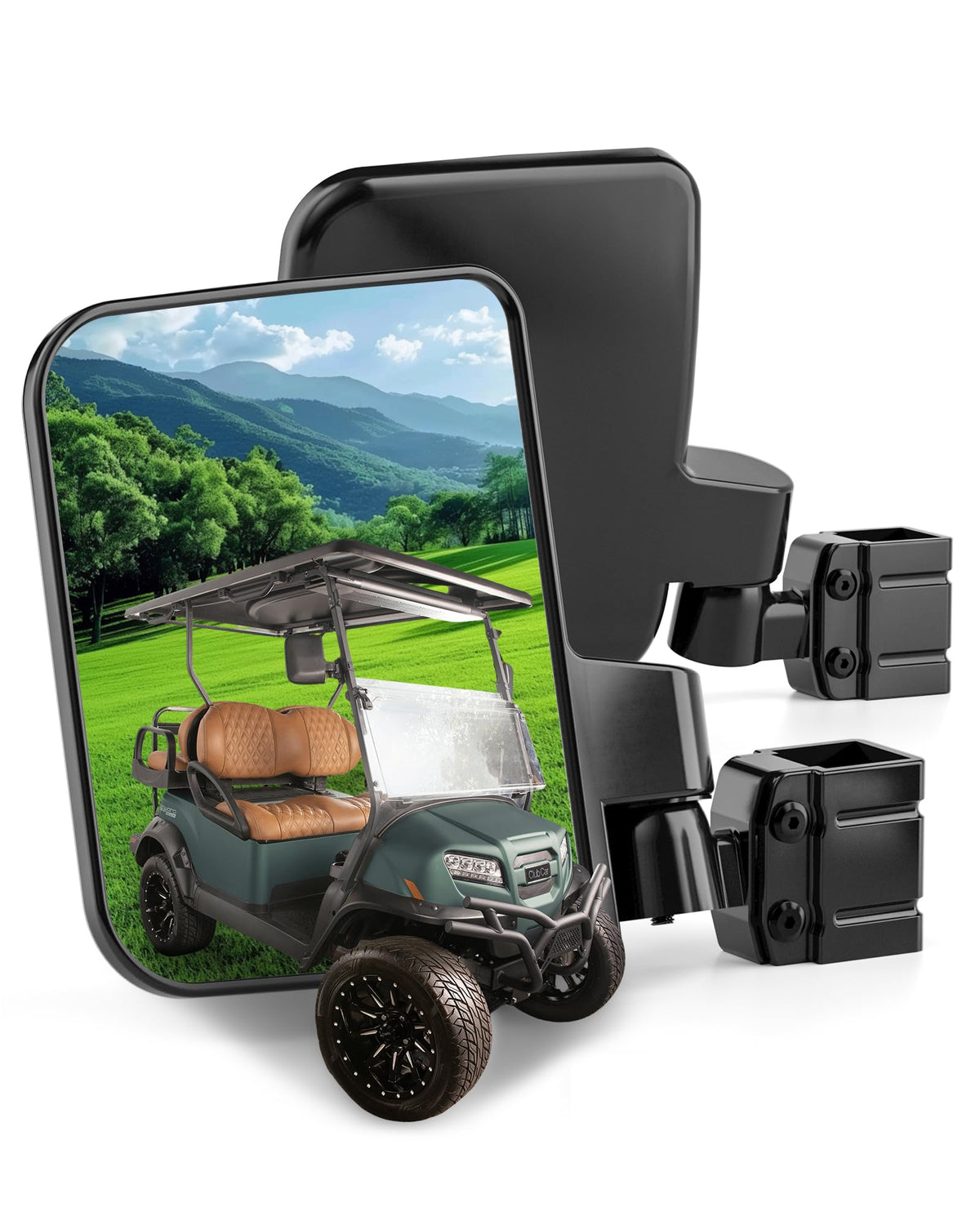 HOWBOW golf cart side mirror universal no-drilling for quick, secure visibility.