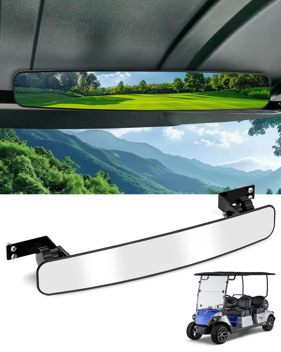 HOWBOW rear-view mirror on EZGO TXT enhances rear visibility for safer rides.
