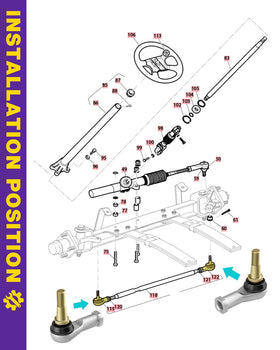 HOWBOW tie rod end installed on EZGO TXT steering gear