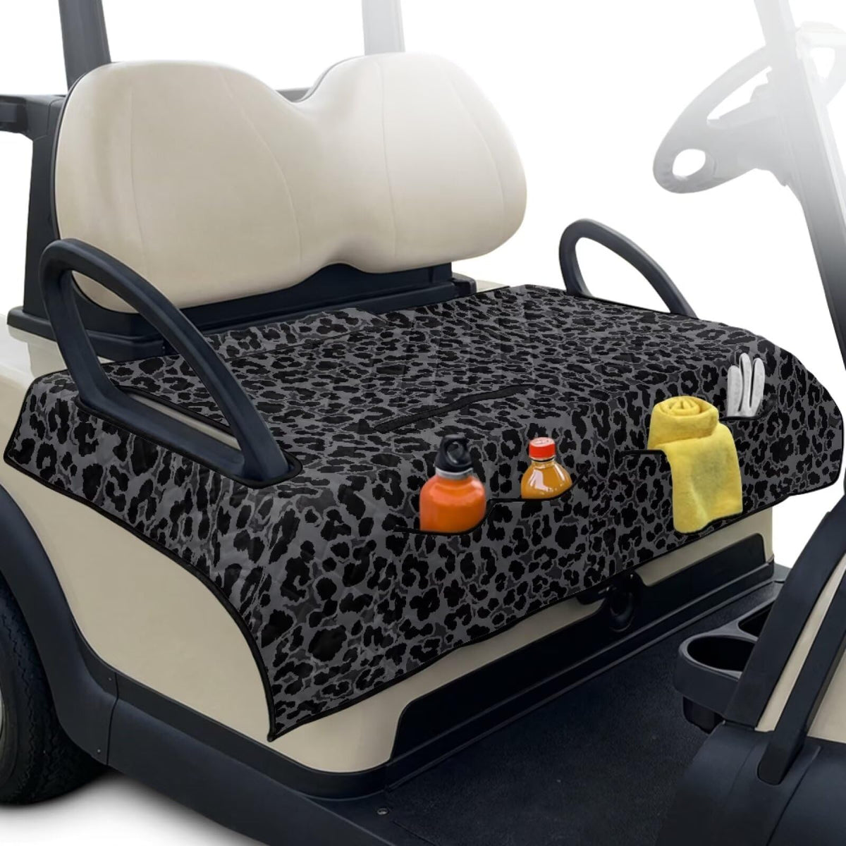 Howilath golf cart seat cover with front pockets keeps essentials organized