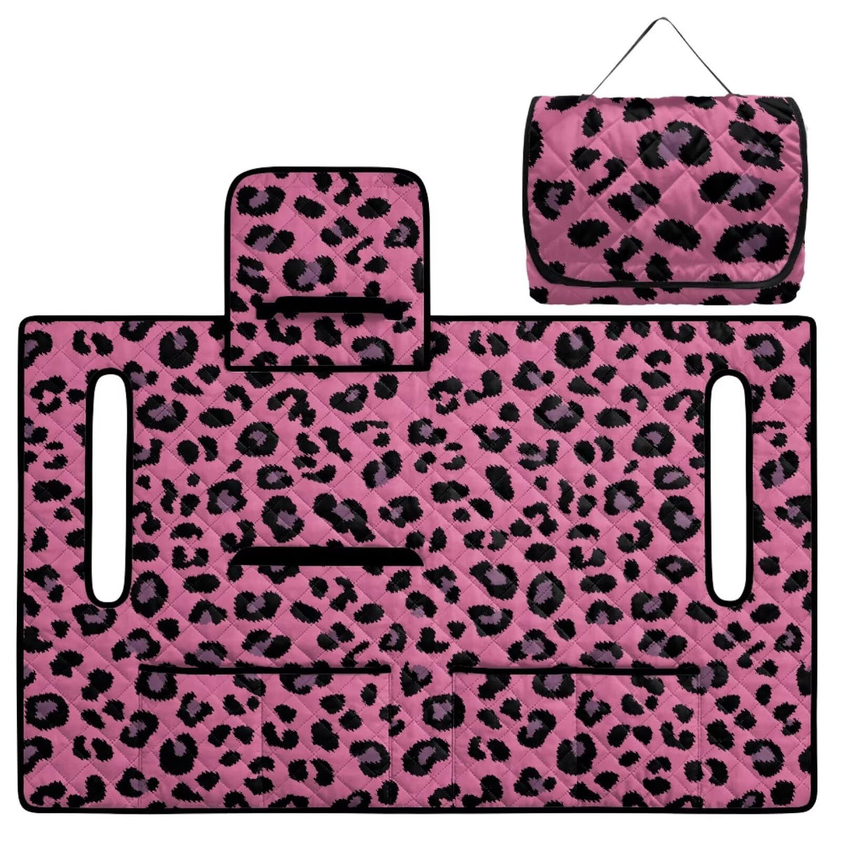 Howilath pink cheetah golf cart seat cover protects seats from weather.