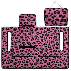 Howilath pink cheetah golf cart seat cover protects seats from weather.