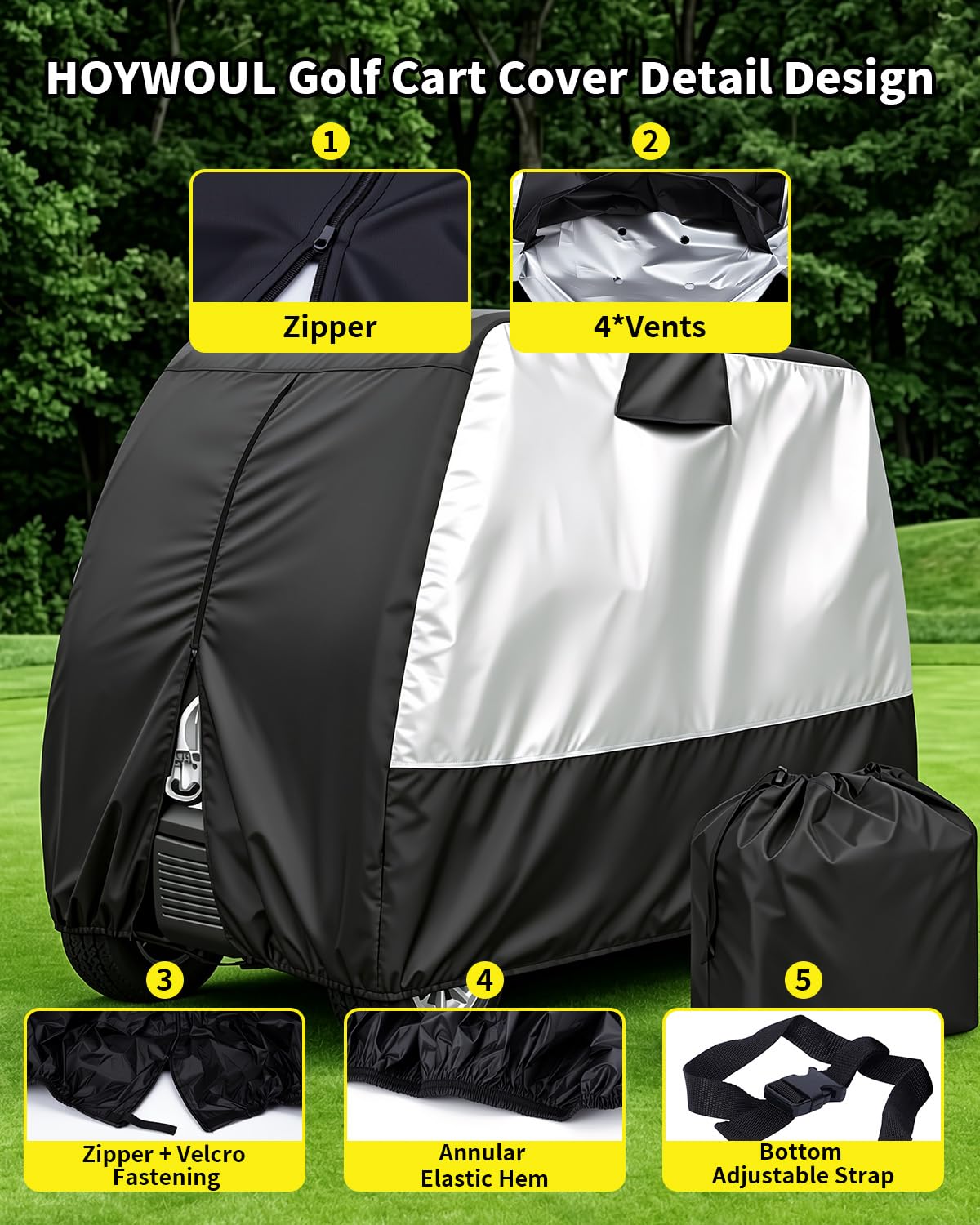 HOYWOUL wind tie belt keeps the cover firmly in place in gusts
