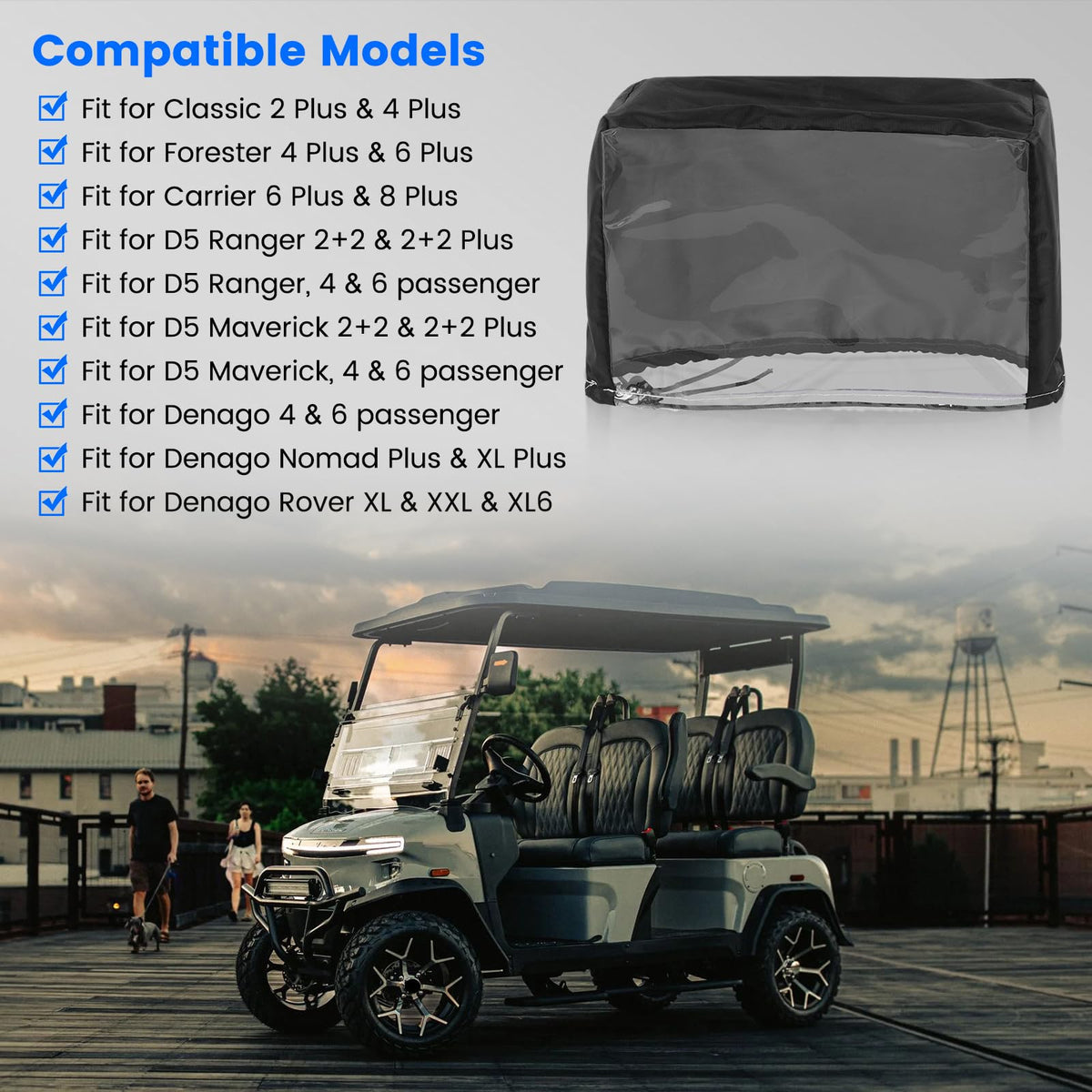 HPEVA waterproof screen cover protects against rain and dust during rides.