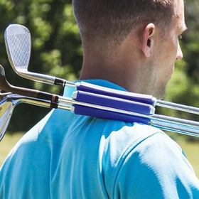 HPLSZCN golf-club-holder-blue adds easy organization.