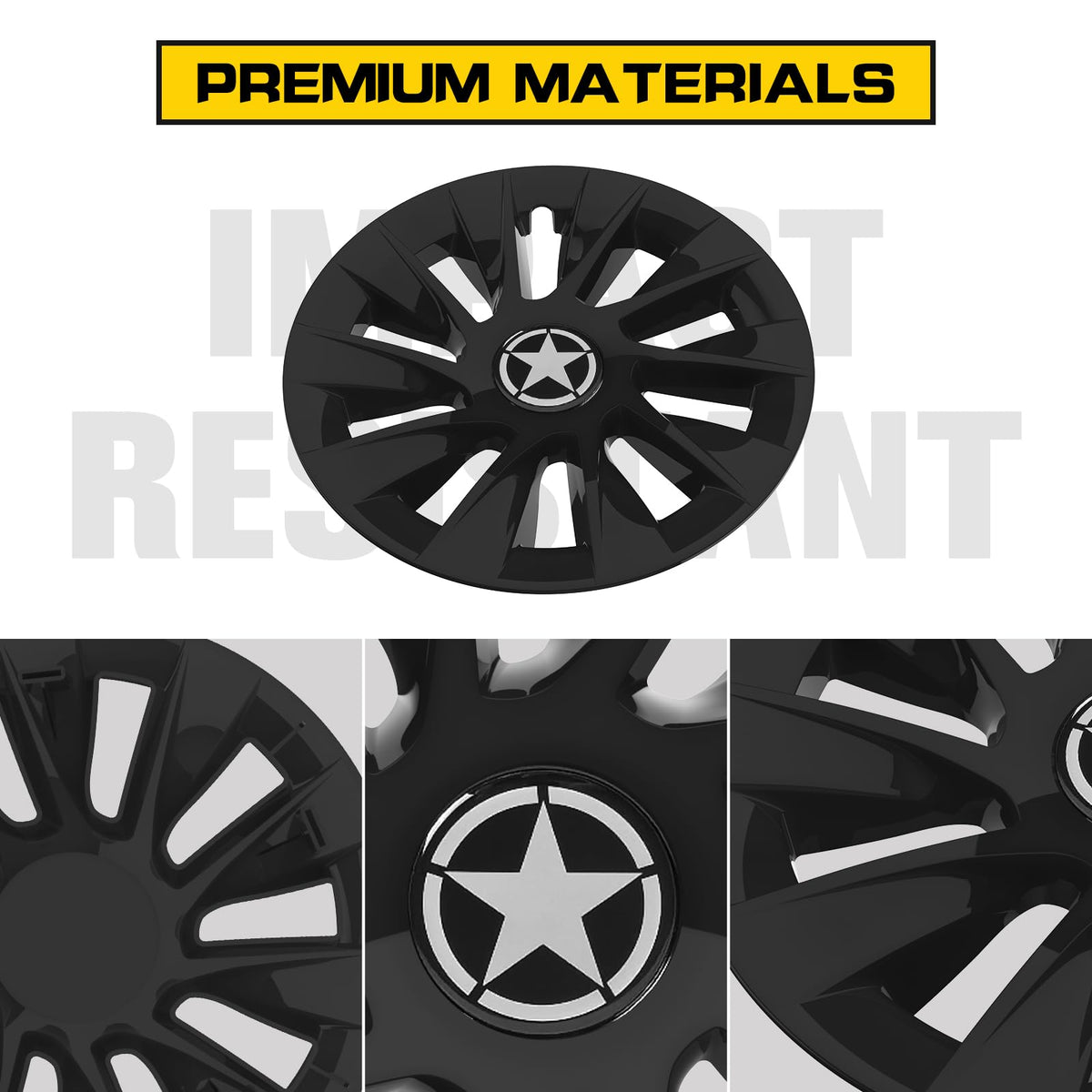 HSUTVXPRO 8-inch glittering silver hub cap adds bright contrast and durability.