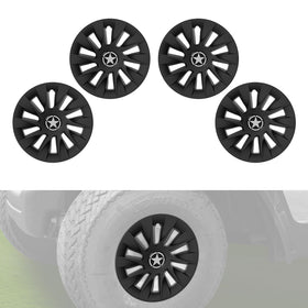 HSUTVXPRO matte black 8-inch hub cap on wheel protects rims and looks sharp