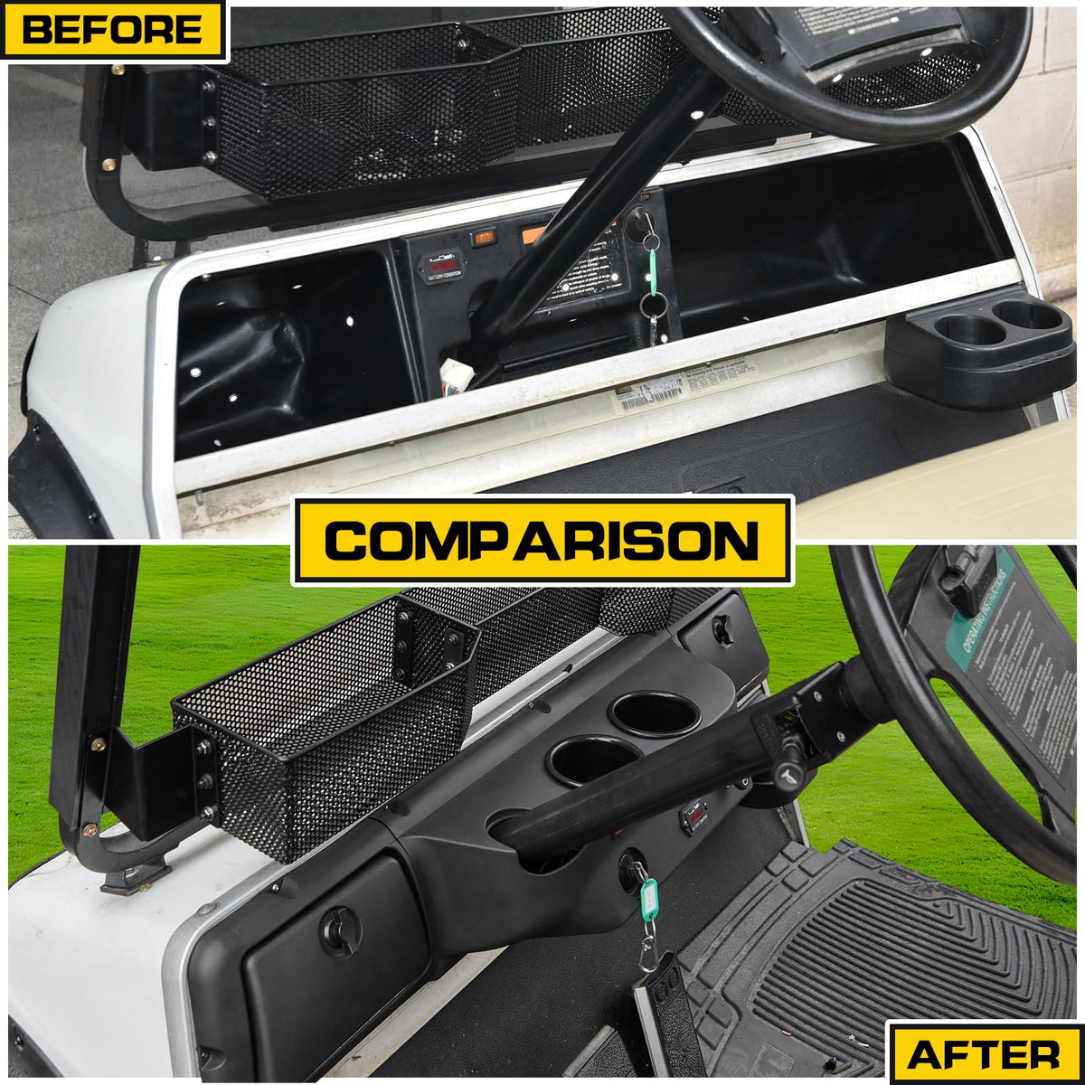 HSUTVXPRO combined instrument panel with glove box highlights built-in cup holders for convenient trips.