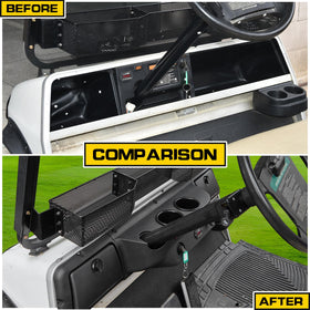 HSUTVXPRO combined instrument panel with glove box highlights built-in cup holders for convenient trips.