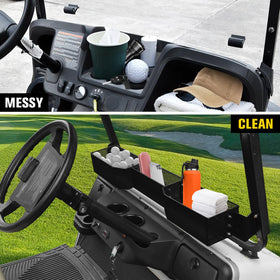 EZGO Valor 2025 front dash assembly by HSUTVXPRO, no-drill installation showcased