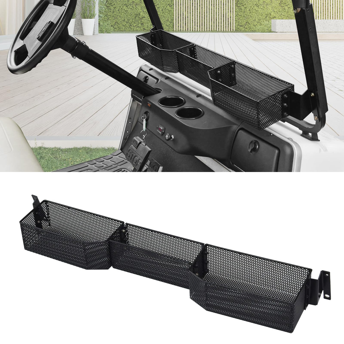 HSUTVXPRO inner front storage basket for EZGO Valor 2025, neatly organized interior