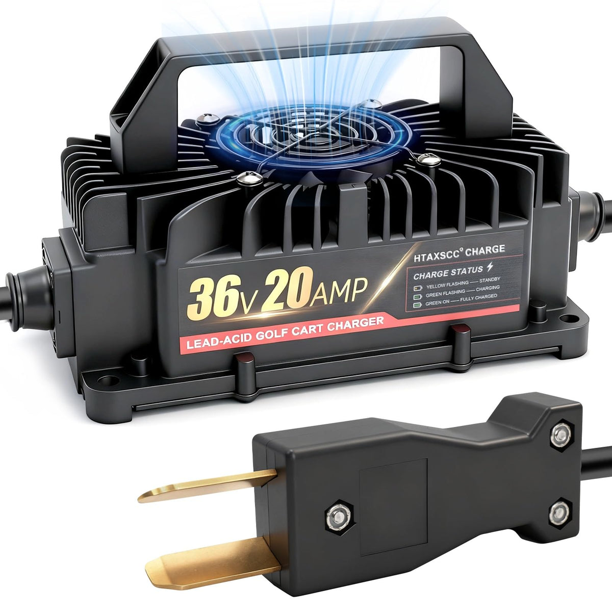 HTAXSCC 36V charger with crowfoot plug for fast golf cart charging