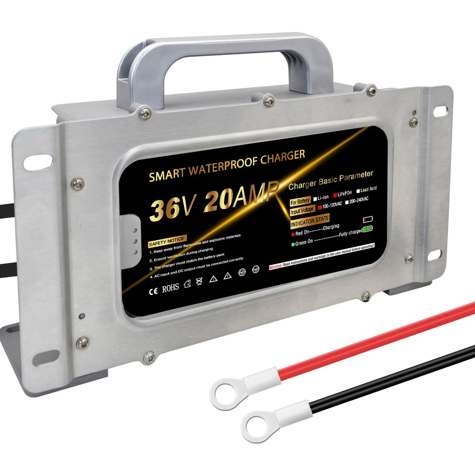 HTAXSCC front view onboard charger for 36V LiFePO4 systems