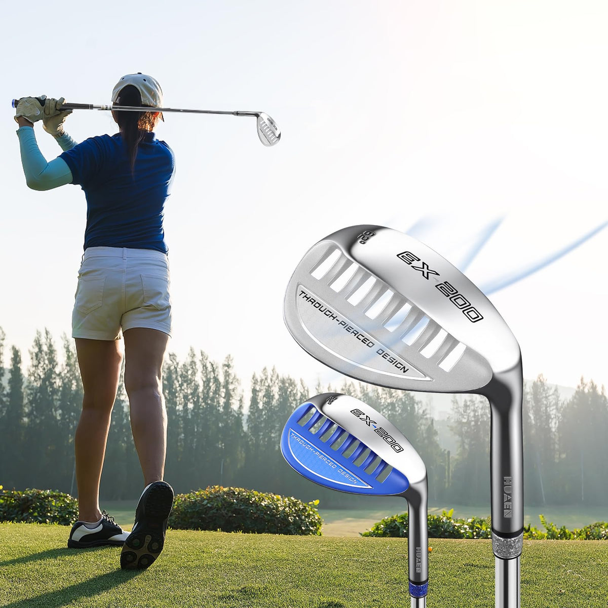 HUAEN Golf Pro wedge on the green for precise chip execution