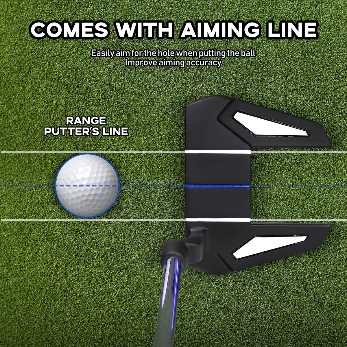 HUAEN right-handed 34-inch putter designed for balanced strokes.