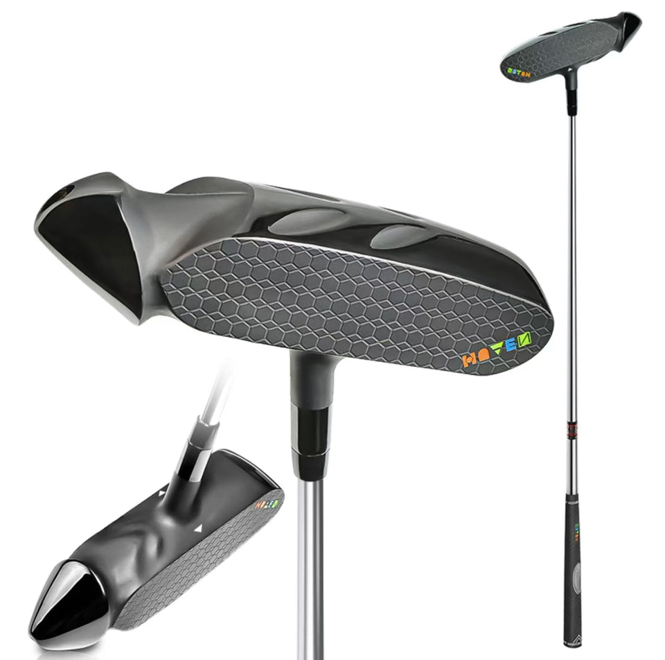 HUAEN golf putter with universal hand compatibility and alignment aid for precise setup.