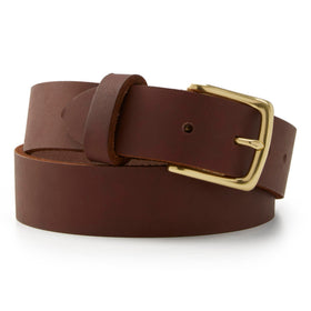Huckberry Flint and Tinder 365 Belt front view in dark brown, durable daily wear.