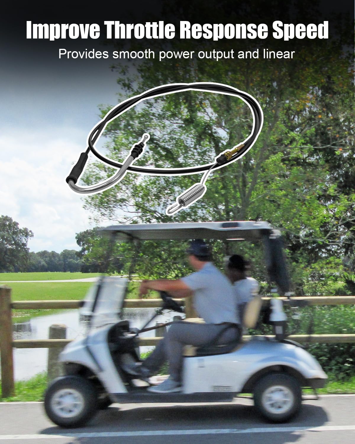 HUFEWU CBL-104 throttle cable for Kawasaki engine fit; clear mounting compatibility.