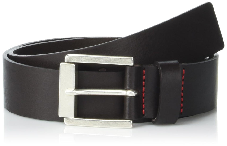 HUGO Gaston square buckle belt in gunmetal finish for versatile wear