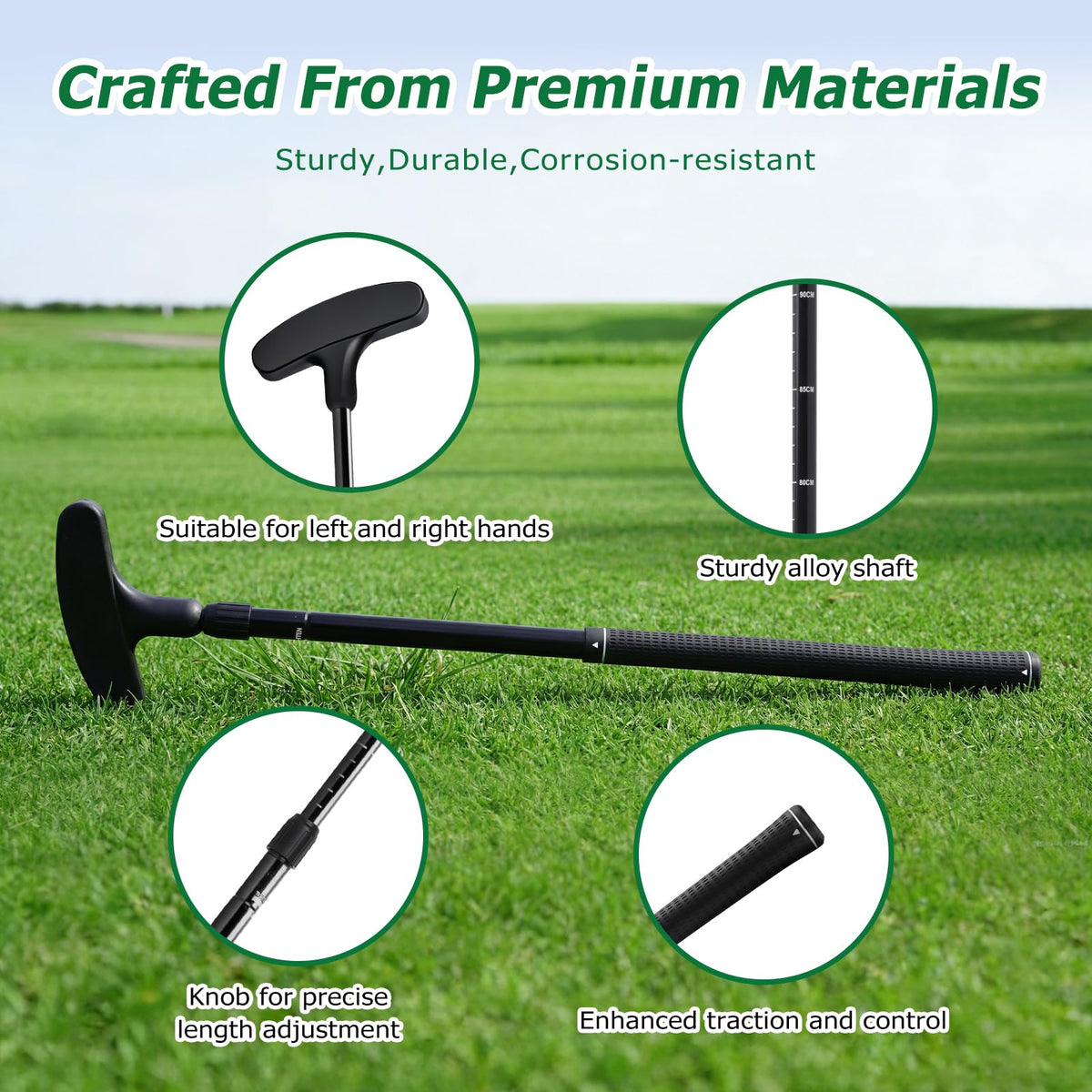 HUIJUTCHEN durable aluminum putter head with silicone coating for realistic roll.
