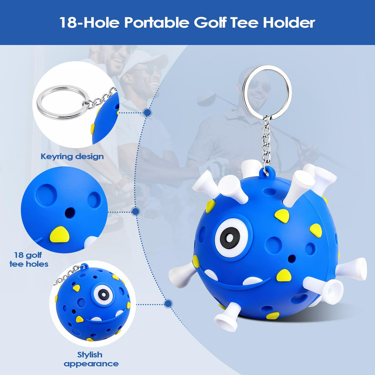 HUIJUTCHEN Golf Tee Holder blue design keeps tees organized during play.