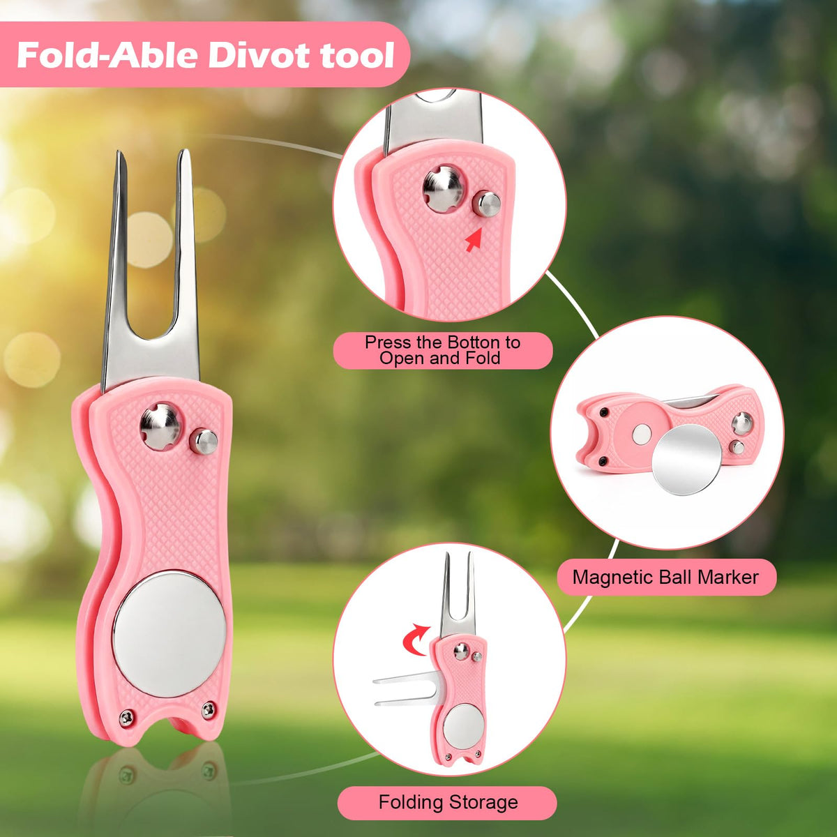 HUIJUTCHEN pink divot repair tool with magnetic marker