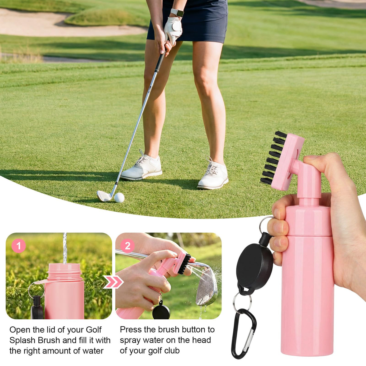 HUIJUTCHEN pink golf towel removes dirt gently from clubs