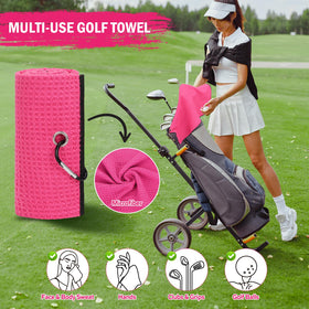 HUIJUTCHEN pink microfiber towel for drying clubs and grips