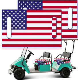 HunnmingRe flag golf cart seat cover front view, durable microfiber fabric.