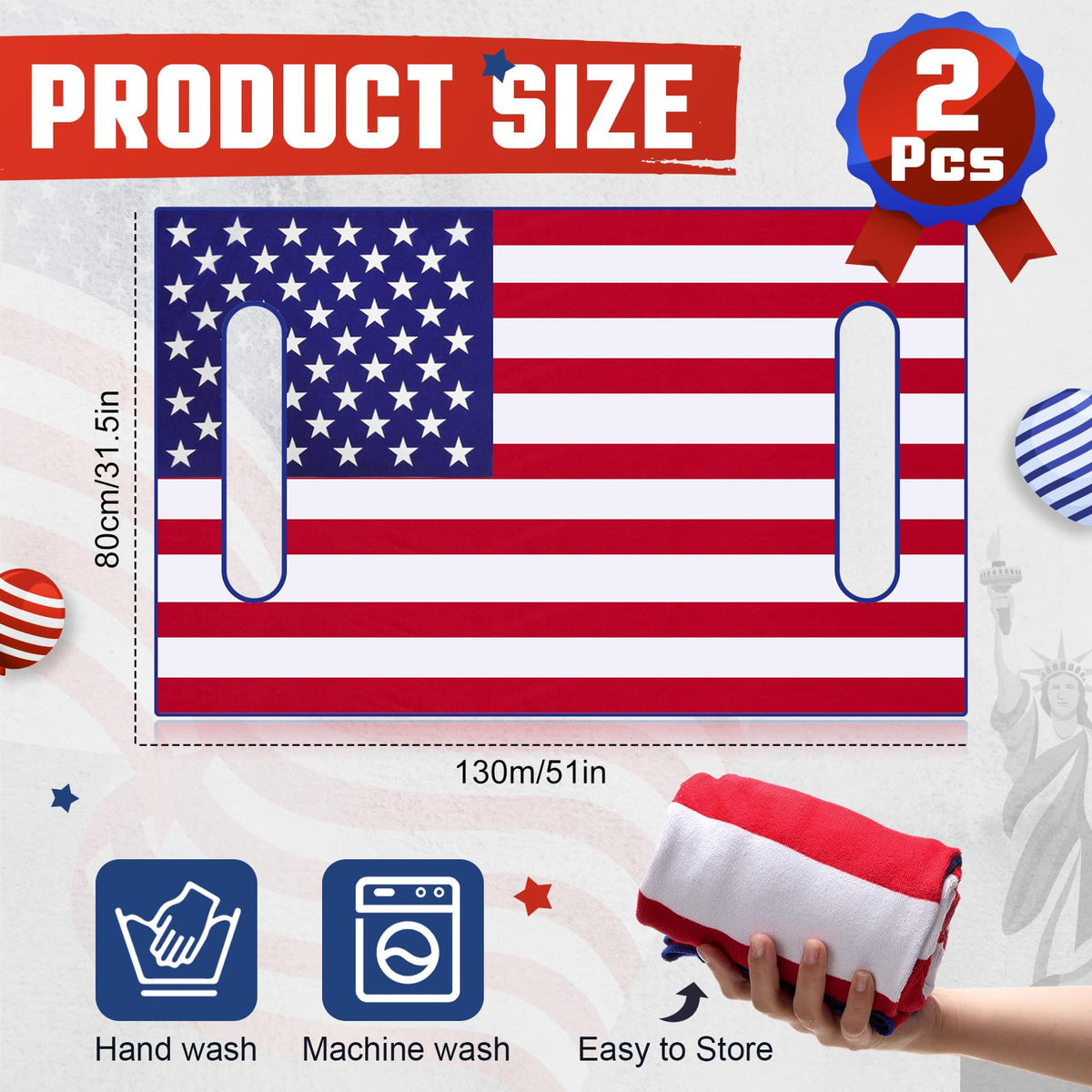 HunnmingRe flag golf cart seat cover pack shot emphasizing two-piece set.