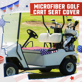 HunnmingRe flag golf cart seat cover side view highlighting side armrest holes.