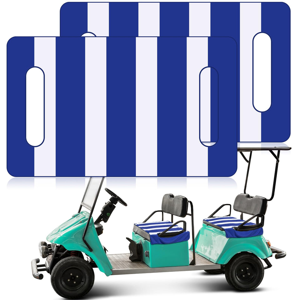 HunnmingRe golf cart seat cover in blue and white stripes protects seats during travel