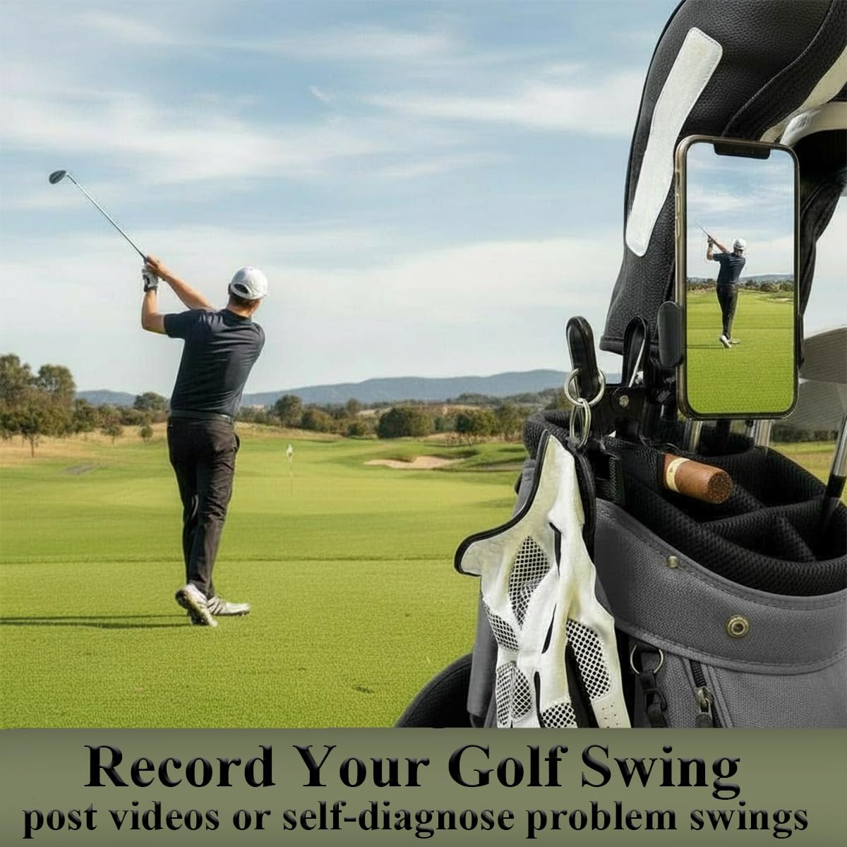 HUNQTSDA Golf Cart Phone Mount demonstrates quick, tool-free installation for instant recording.