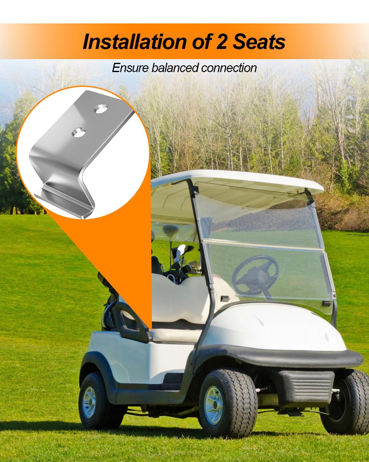 HUQUZN two-piece hinge set maintains balanced seat connection on Ezgo carts