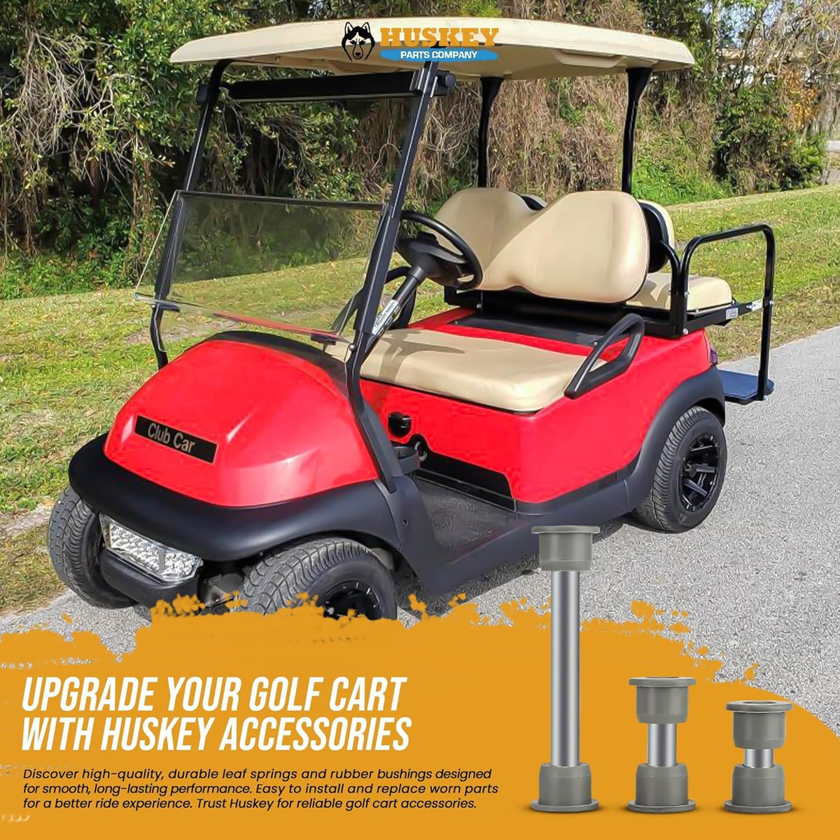 Huskey installed front-end bushing kit in Club Car Precedent ready for use.