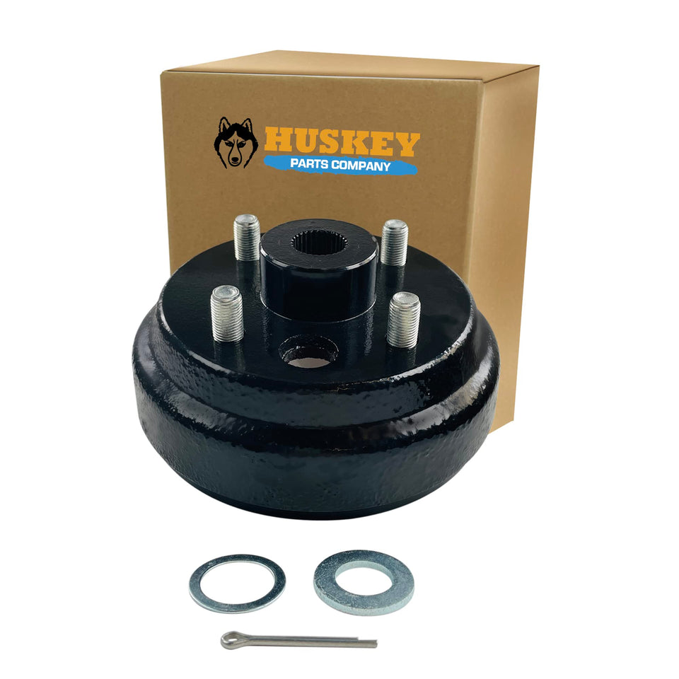 Huskey Parts Co brake hub drum with 30 teeth for EZGO gas carts, durable die-cast construction.